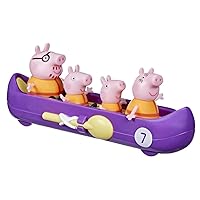 Peppa Pig Peppa’s Family Canoe Trip Preschool Toy: Includes 4 Figures, 1 Vehicle with Rolling Wheels; for Ages 3 and Up, Multicolor