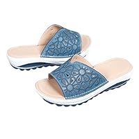 Leather sandals in summer muffin sandals thick soled non slip women's slippers