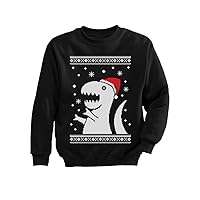 Tstars Trex Ugly Christmas Sweater Style Santa Riding Dino Youth Kids Sweatshirt