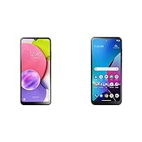 Samsung Galaxy A03s, 32GB, Black - Prepaid Smartphone (Locked) & TracFone Motorola Moto g Play, 32GB, Black - Prepaid Smartphone (Locked)