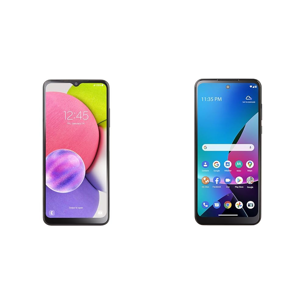 Total by Verizon Samsung Galaxy A03s, 32GB, Black - Prepaid Smartphone (Locked) & TracFone Motorola Moto g Play, 32GB, Black - Prepaid Smartphone (Locked)