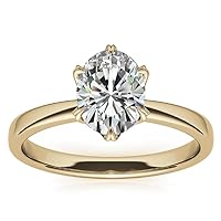 1.50 ct Hidden Halo Oval cut Moissanite Engagement Ring for women Yellow Gold Plated 4-prong Solitaire Promise Wedding Rings Moissanite Diamond Bridal rings Gift for her, Colorless, VVS1