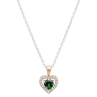 Dazzlingrock Collection 18K 5 MM Heart Created Gemstone & Round Diamond Ladies Heart Pendant, Rose Gold