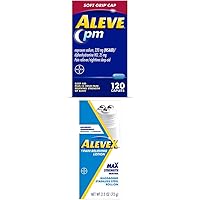 Aleve PM Naproxen Sodium Caplets, 120 Count X Pain Relief Roll On Lotion, 2.5 Ounce Rollerball, Sleep Aid and Pain Relief