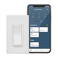 Leviton No-Neutral Decora Smart Switch, Requires MLWSB Wi-Fi Bridge to Work with My Leviton, Alexa, Google Assistant, Apple Home/Siri & Wire-Free 3-Way DN15S-1RW, White