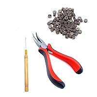 LaaVoo Microlinks Hair Extensions Kit Brown Hair Extensions Tool Kits 500pcs Micro Silicone Rings Beads Brown Microbeads Hair Extensions Brown Tool Kits For Professional Hair