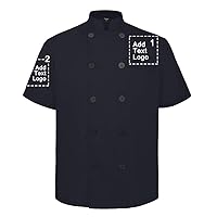 TopTie Custom Short Sleeve Chef Coat Jacket Logo Printed Men Women Cook Uniform