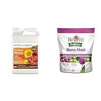 AgroThrive Fruit and Flower Organic Liquid Fertilizer Bundle - 3-3-5 NPK (2.5 Gal) and Burpee Bone Meal Fertilizer (3 lb) for Fruits, Flowers, Vegetables, and Bulbs