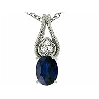 Tommaso Design Oval 7x5mm Genuine Sapphire Pendant Necklace 14kt Gold