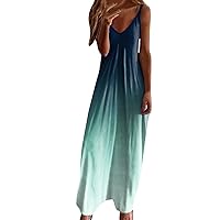 XJYIOEWT Summer Flowy Dresses for Women 2024,Maxi Dresses for Women Summer Sleeveless Boho Sundress Casual V Neck Long D