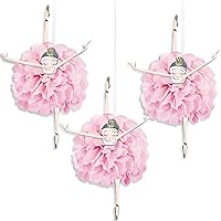 Unique Pink & Gold Ballerina Hanging Tissue Pom Pom Decorations - 9