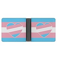 Transgender Flag(1) PU Leather Pouch Wallet Credit Card Holder Passcase Bifold Purse for Men