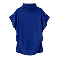 Womens Casual Mock Neck T-Shirts Summer Short Batwing Sleeve Fashion Tee Tops 2024 Plus Size Loose Fit Pullover Tees