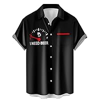 Button Up I Need Beer Bowling Funny Shirts for Men Short Sleeve Summer Holiday Shirts XL