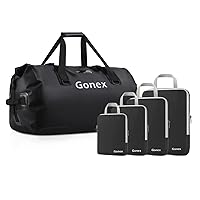 Gonex 60L Extral Large Waterproof Duffle with 4 Pack Compression Packing Cubes