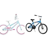 Huffy Illuminate 20” Girl’s Bike with Kickstand, Light Blue & Magna Throttle 20