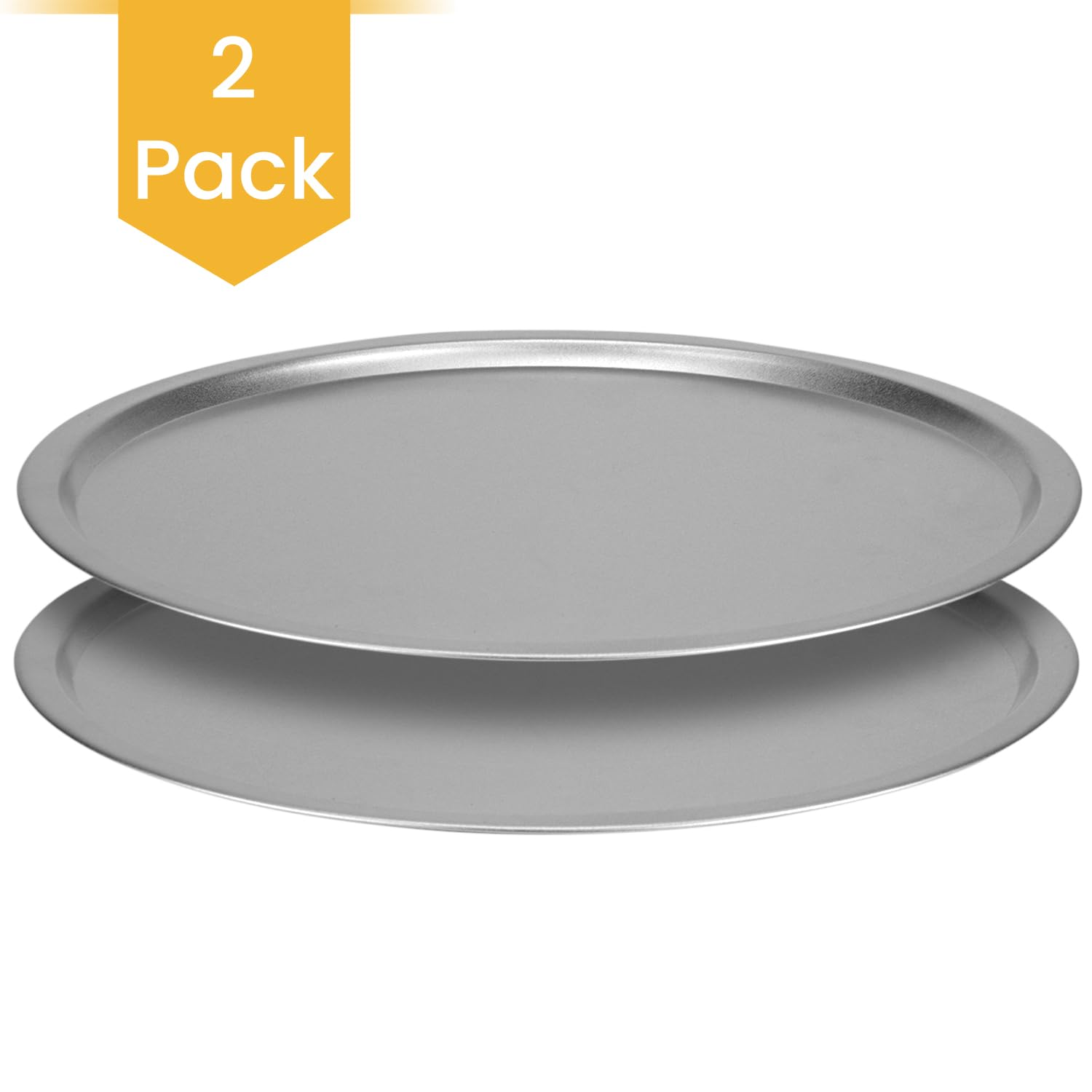 DecorRack 2 Pack 13 Inch Non-Stick Pizza Pans, Round Baking Tray and Serving Sheet, Everyday Bakeware (Pack of 2)