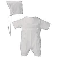 White Polycotton Christening Baptism Romper with Screened Cross