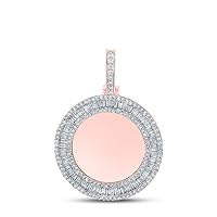 The Diamond Deal 10kt Rose Gold Mens Baguette Diamond Memory Circle Charm Pendant 1-1/2 Cttw