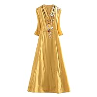 Chinese Style Summer Women Hanfu Dresses Embroidery Elegant Ladys A-line Party Embroidered Dress