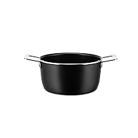 Alessi AJM101/20B Pots&Pans Casserole with Two Aluminium with Non-Stick Interior. Handle in 18/10 Stainless Steel, One Size, Black