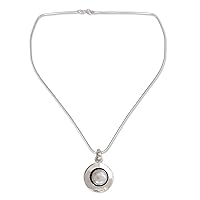 NOVICA Handmade Cultured Freshwater Pearl Pendant Necklace Jewelry from India .925 Sterling silver White Birthstone Moon 'Jaipur Magic Moon'