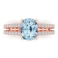 3.6 ct Cushion Cut Solitaire W/Accent Natural Aquamarine Statement Accent Anniversary Promise Engagement ring 18K Rose Gold