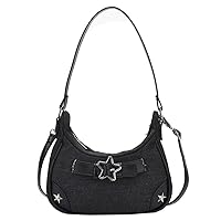 ARVALOLET Women's Vintage Star Handbag Y2K Denim Shoulder Bag with Adjustable Strap