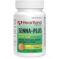 Senna-Plus Natural Vegetable Sennoside Laxative + Docusate Sodium Stool Softener Tablets Constipation Relief (100 Tablets)(5 Pack)