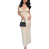 Women's Summer Strapless Off Shoulder Knitted Sexy Cross Chest Bodycon Dress