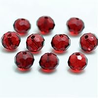 2mm 4mm 6mm 8mm Rondelle Beads Faceted Crystal Bead Glass Beads Loose Spacer Round Beads for Jewelry Making (6mm 50pcs, Dark red)