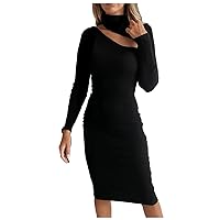 Sweater Dresses for Women 2023 Trendy Sexy Long Sleeve Ribbed Sweater Dress Midi Long Sweater Dresses