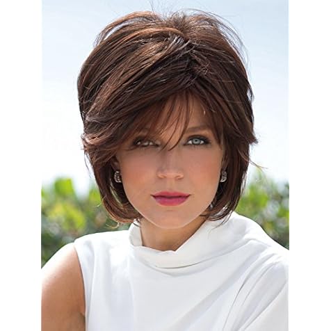 Noriko Reese Average Cap Color Almond Rocka Rooted Wigs Women's Tousled Bob Synthetic Short Choppy Layers Side Fringe Open Weft Bundle with Wig Comb, MaxWigs Hairloss Booklet