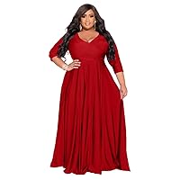 Popular European and American Large Fat Women's Solid V-Neck Sexy Wedding Dress