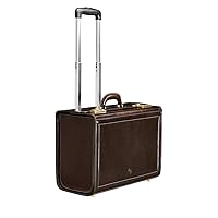 Maxwell Scott - Personalized Mens Luxury Leather Rolling Wheeled Pilot Briefcase/Catalog Case and Combination Lock - The VareseW - Dark Brown