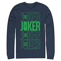 WARNER BROS Big & Tall Batman Joker Urban Logo Repeating Distressed Men's Tops Long Sleeve Tee Shirt