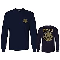 Gold Vintage Hecho En Mexico Mexican Flag Coat of Arms Escudo Mexicano Retro Long Sleeve Men's