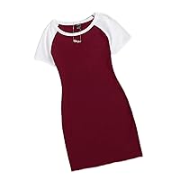 2023 Spring Dress Pants Women Colorblock Raglan Sleeve Bodycon Dress Dresses