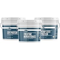 Earthborn Elements Creatine Monohydrate Powder, Soy Protein, and Hemp Seed Protein Bundle, 1 Gallon Bucket Each, Workouts, No Additives