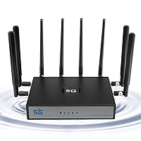 KuWFi 5G Router with SIM Card Slot, 5G NR SA NSA AX1800 WiFi 6 CPE Router Qualcomm Chipset SDX62 4 x 4 MIMO Detachable Antennas Gigabit Ethernet Router