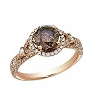 Thegoldencrafter 2.50 Ct Round Cut Chocolate Champagne & White Diamond 925 Sterling Silver Engagement & Wedding Ring