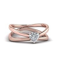 Choose Your Gemstone Reverse Split Shank Solitaire Ring Rose Gold Plated Heart Shape Solitaire Engagement Rings Minimal Modern Design Birthday Gift Wedding Gift US Size 4 to 12