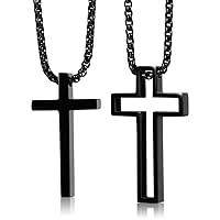 Couple Cross Necklace Stainless Steel Religious Matching Necklaces Gift for Valentine's Day