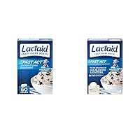 Lactaid Fast Act Lactose Intolerance Relief Caplets, Lactase Enzyme to Prevent Gas, Bloating & Diarrhea Due to Lactose Sensitivity & Fast Act Lactose Intolerance Chewables with Lactase Enzymes