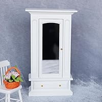 AirAds Dollhouse 1:12 Scale Dollhouse Miniature Furniture Wardrobe White Closet with Mirror Door