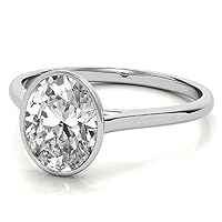Oval Shaped Engagement Ring, Moissanite Rings for Women, Promise Rings for Her 2 CT Colorless VVS1 Clarity Rings For Women 925 Sterling Silver with 18K Gold Size 3-12