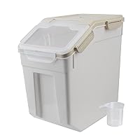 AnRui Dog Food Storage Container with Scoop, Large Airtight Plastic Pet Dog Cat Dry Food Bin, Cereal Grain Organizer Box for Rice, Flour, Snack, Baking Supplies, Kitchen Pantry, 20lb, Grey