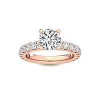 1-5 Carat (ctw) Rose Gold Oval Cut LAB GROWN Diamond Side Stone Engagement Ring [ Color H-I, Clarity VS1-VS2 ]
