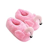 Women's cute fluffy flamingo slippers plush animal slippers warm home slippers soft and comfortable indoor slippers