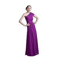 Purple One Shoulder Chiffon Floor Length Bridesmaid Dress